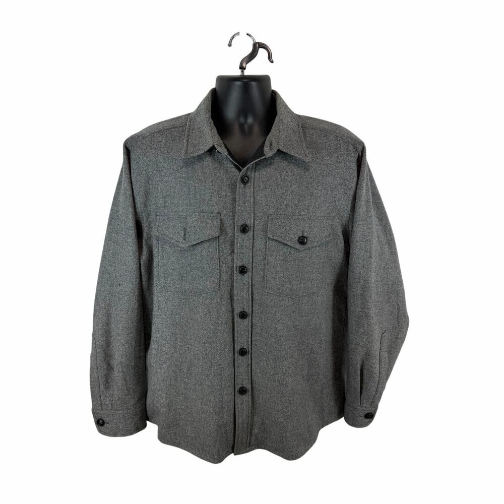 Pendleton Wool Shirt Jacked Lined Grey Size Large Button Front Lined Flannel